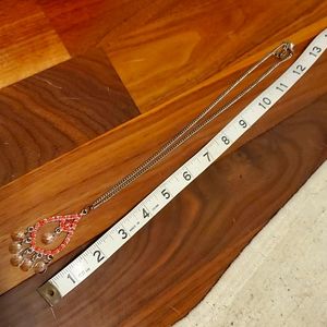 Pink and orange rhinestone necklace